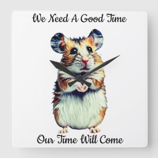 Hellbraune Maus Weißes Design - Quadratische Wanduhr