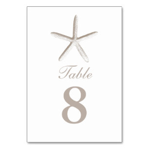 Hellbraune Starfish-Strand-Hochzeits-Tischnummern Tischnummer