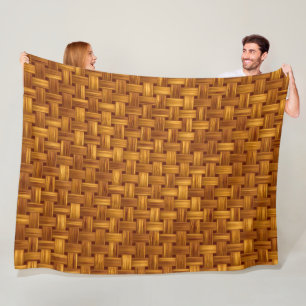 Hellbraune Stoffmuster, Korbgeflecht, Rattan Fleecedecke