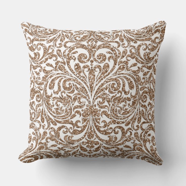 Hellbrauner Glitzer Reversible Kissen Elegante (Vorderseite)