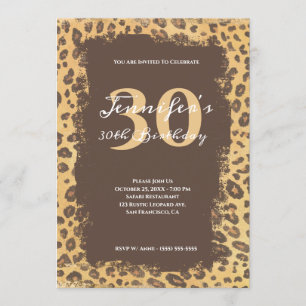 Hellbrauner und brauner Leopard Grunge 30. Geburts Einladung