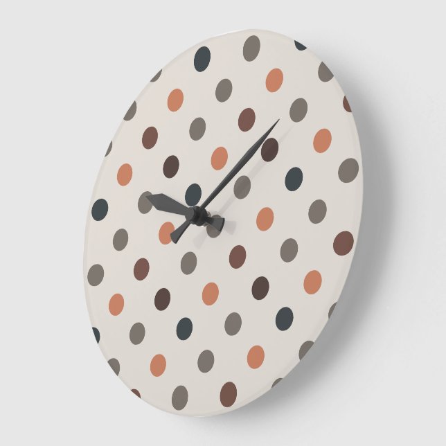 Hellbrauner Wald Polka-Punkte-Design Große Wanduhr (Winkel)