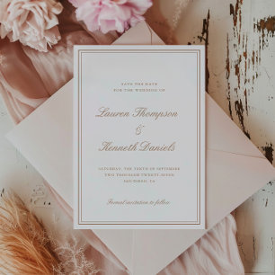 Hellbraunes Elegant-Script Save-The-Date Einladung