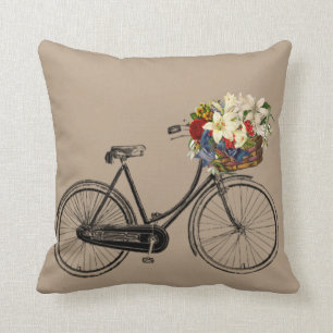 Hellbraunes Fahrrad-Blume Throwkissen Kissen