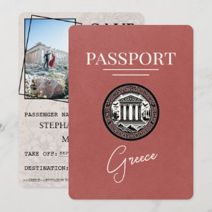 Hellburgunder Griechenland Reisepass Save-the-Date Save The Date