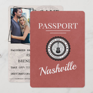Hellburgunder Nashville Reisepass Speichern Sie da Save The Date