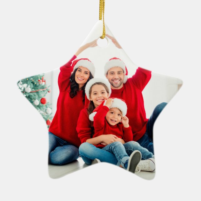 Helle 1 Foto Grün Spaß Moderne Weihnachtsfamilie Keramik Ornament (Hinten)