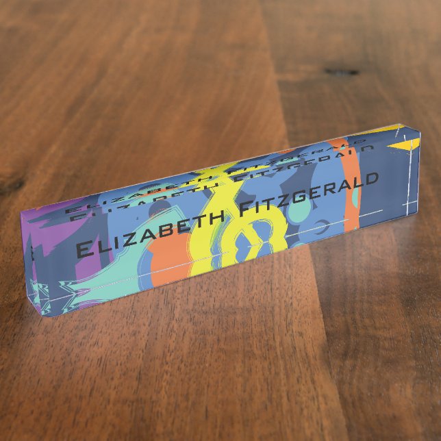 Helle Abstrakt Treble Clef Musiknoten Namensplakette (Seite)