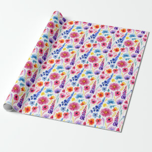 Helle abstrakte Aquarell-Blumen Geschenkpapier