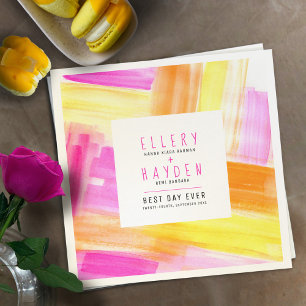 Helle abstrakte Art Rosa-Pfirsichhochzeit Serviette