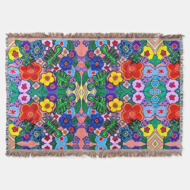 Helle Abstrakte Blume Art Decke (Vorderseite)