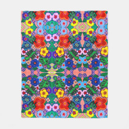 Helle Abstrakte Blume Art Fleecedecke