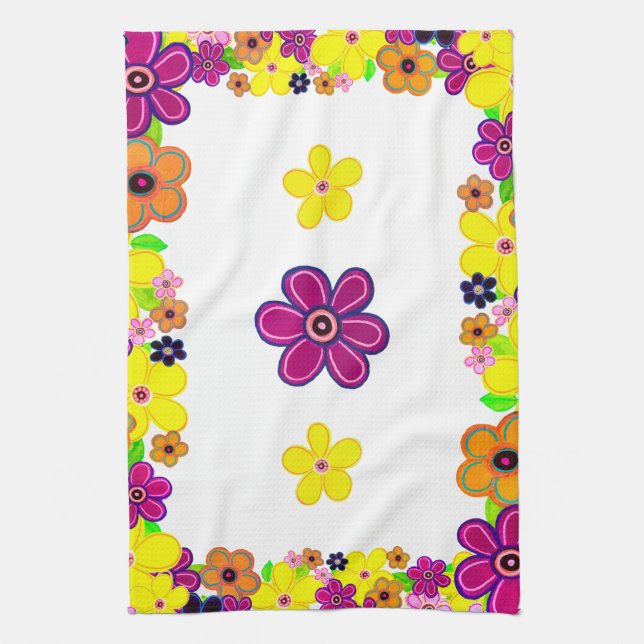 Helle Abstrakte Blume Art Geschirrtuch (Vertikal)
