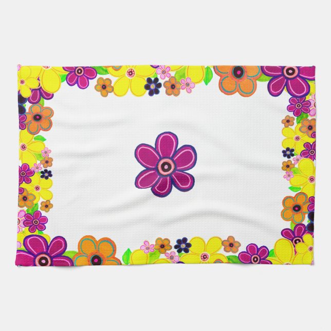 Helle Abstrakte Blume Art Geschirrtuch (Horizontal)
