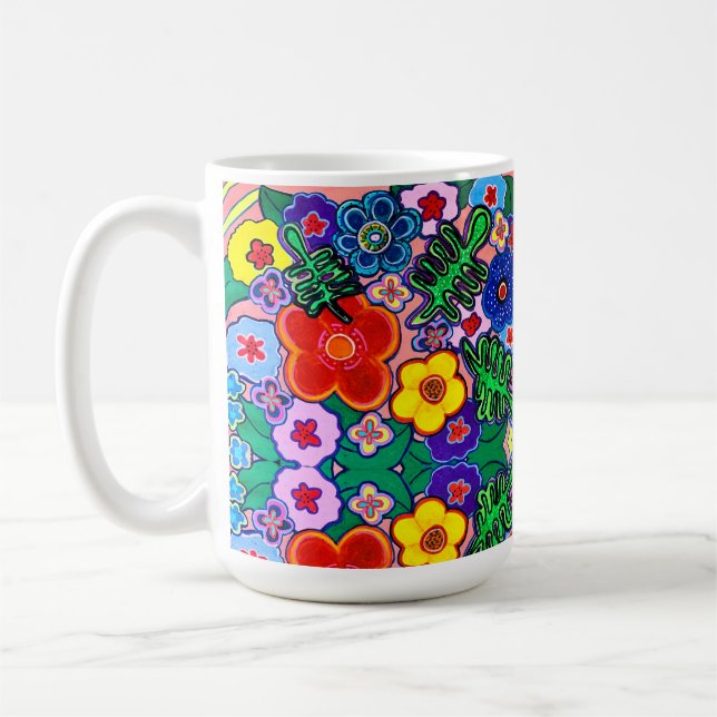 Helle Abstrakte Blume Art Kaffee Tasse (Links)