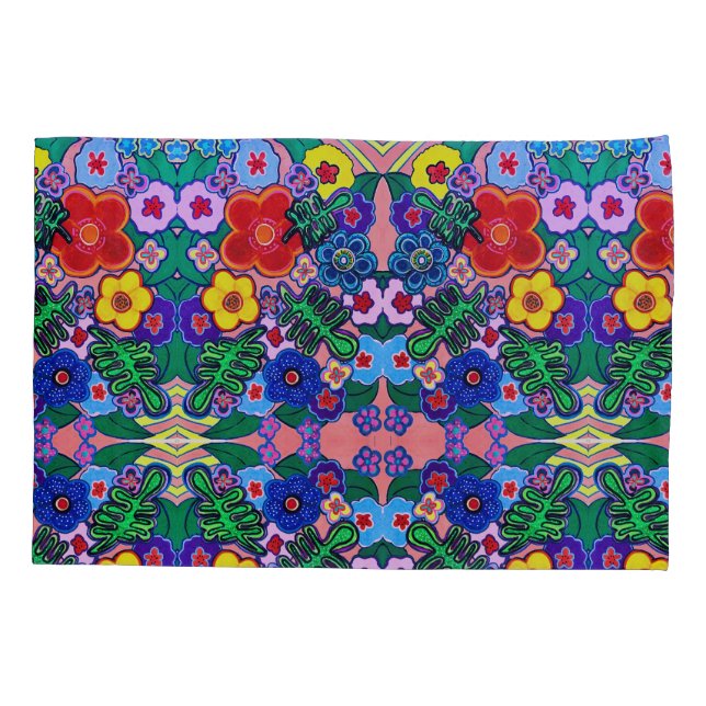 Helle Abstrakte Blume Art Kissenbezug (Rückseite)