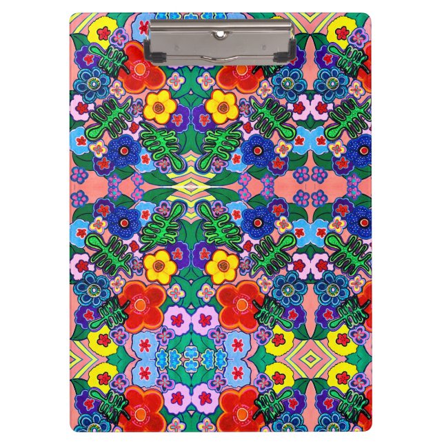 Helle Abstrakte Blume Art Klemmbrett (Vorderseite)
