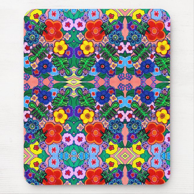 Helle Abstrakte Blume Art Mousepad (Vorne)