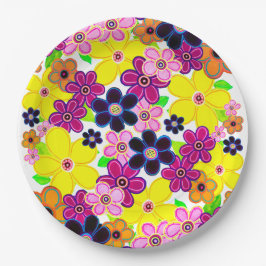 Helle Abstrakte Blume Art Pappteller