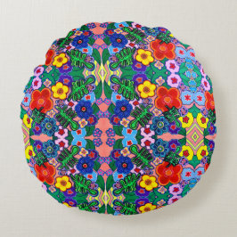 Helle Abstrakte Blume Art Rundes Kissen