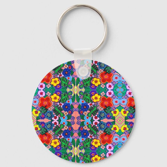 Helle Abstrakte Blume Art Schlüsselanhänger (Vorderseite)