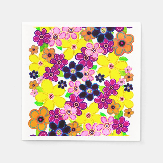 Helle Abstrakte Blume Art Serviette (Vorderseite)