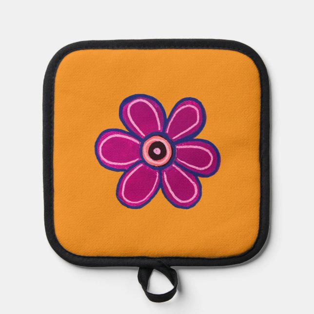 Helle Abstrakte Blume Art Topflappen (Vorderseite)