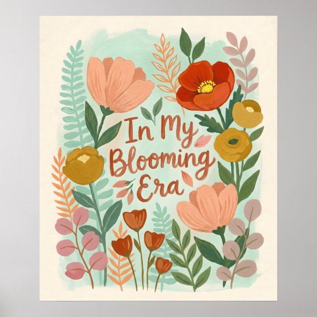Helle abstrakte Blumen-Botanik-Kunst,Frühlingsblum Poster (Vorne)