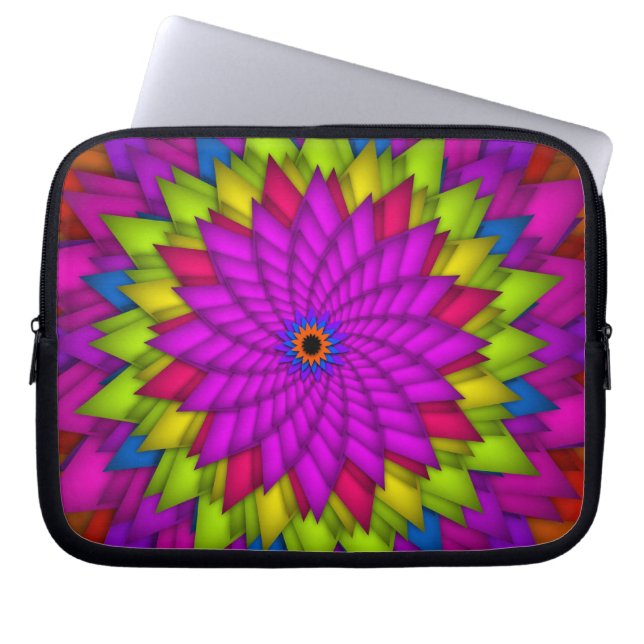 Helle Abstrakte farbige Blume Laptopschutzhülle (Vorderseite)