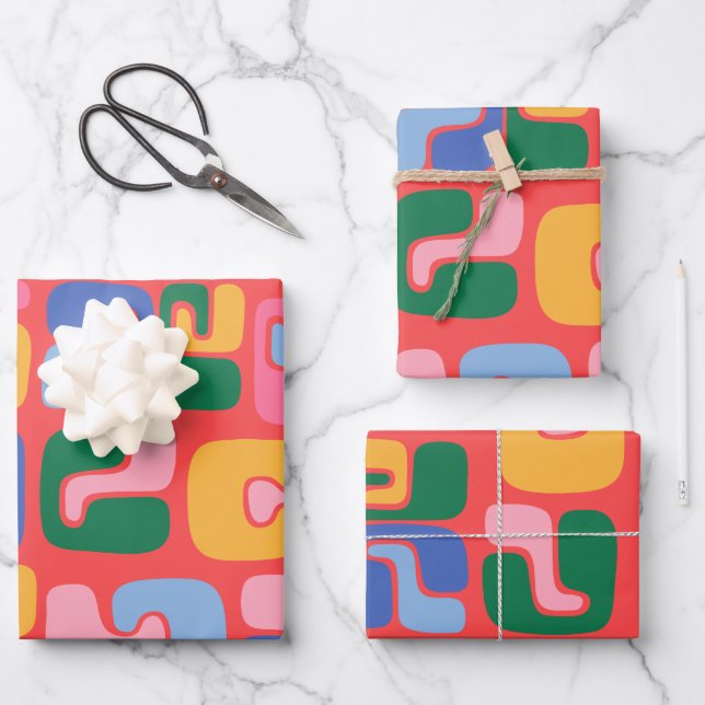 Helle, Abstrakte Formen in Gelbblau Geschenkpapier Set (Vorderseite)