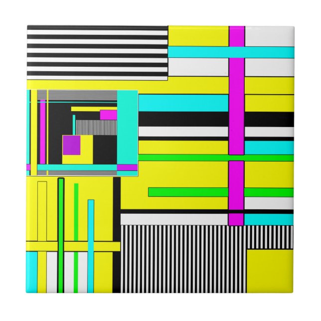 Helle abstrakte geometrische Neonmuster werfen Säu Fliese (Vorderseite)