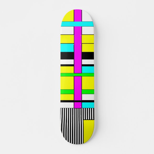 Helle abstrakte geometrische Neonmuster werfen Säu Skateboard (Vorne)
