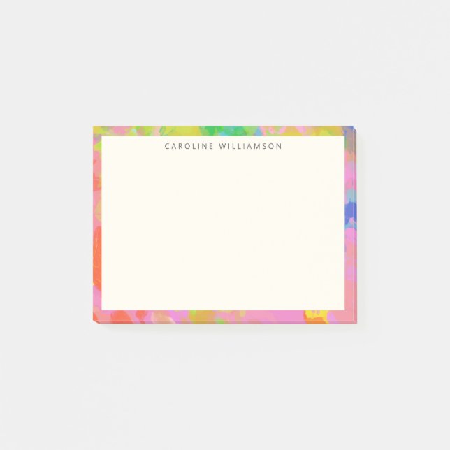 Helle abstrakte Malrand personalisierter Name Post-it Klebezettel (Vorderseite)
