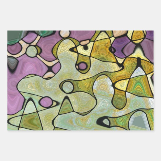 Helle, abstrakte, Mod, fröhliche, farbenfrohe Krei Geschenkpapier Set (Vorderseite)