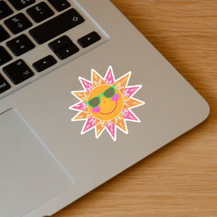 Helle abstrakte Sonne Pink Orange Strahlen Sonnenb Aufkleber