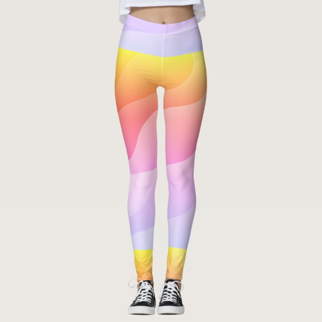Helle Abstrakte Wavy Lines Leggings (Vorderseite)