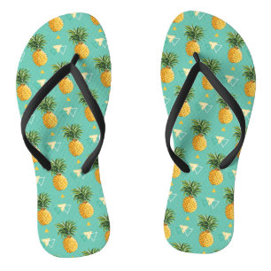 Helle Ananas auf geometrischem Muster Flip Flops