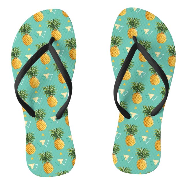 Helle Ananas auf geometrischem Muster Flip Flops (Fußbett)