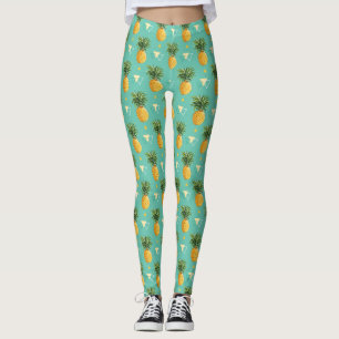 Helle Ananas auf geometrischem Muster Leggings