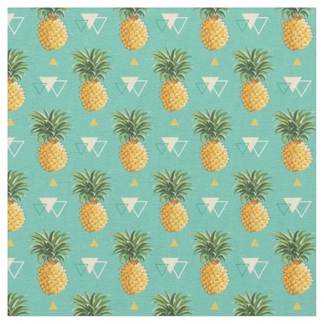 Helle Ananas auf geometrischem Muster Stoff (Nahaufnahme)