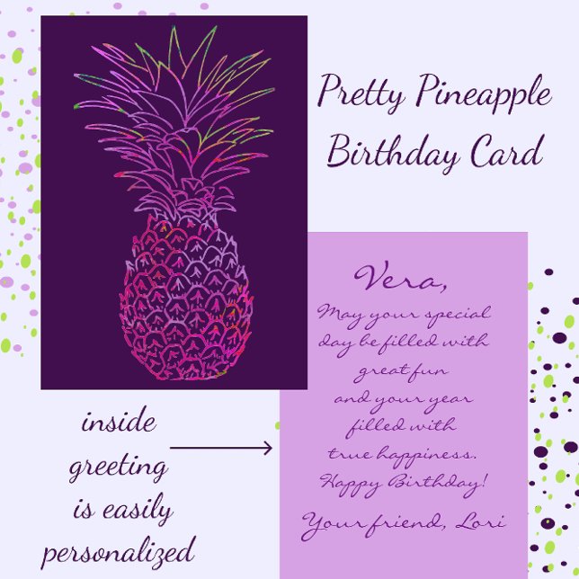Helle Ananas Happy Birthday Card Karte (Von Creator hochgeladen)