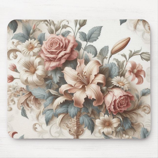 Helle antike Blumenperfektion Mousepad (Vorne)