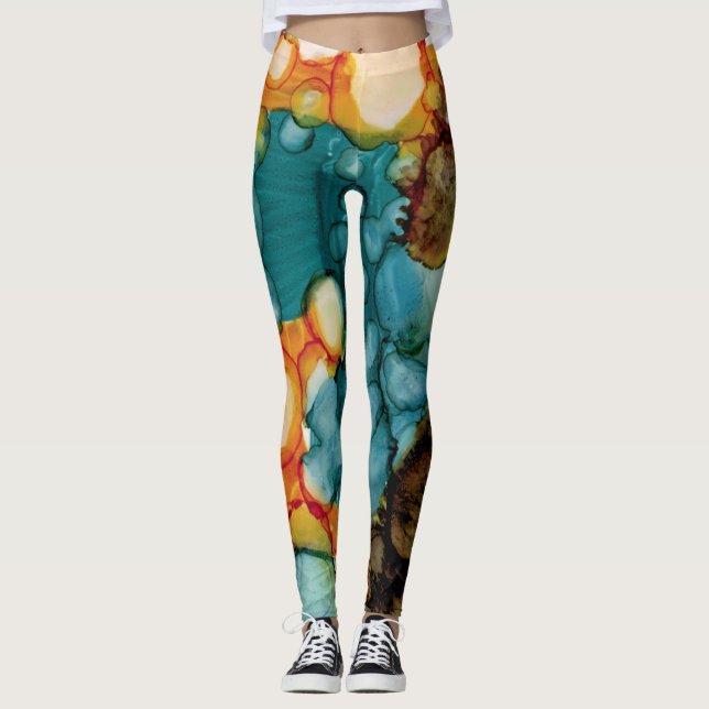 Helle Aquamarine Abstrakte Leggings (Vorderseite)
