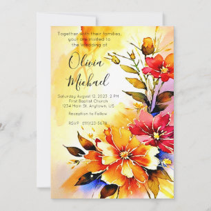 Helle Aquarell-Blumen-Hochzeitseinladung Einladung