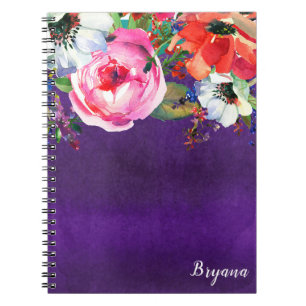 Helle Aquarell-Blumen Violette Party Chic Benutzer Notizblock