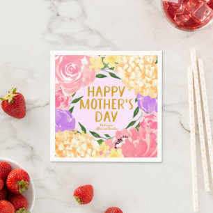 Helle Aquarell-Blumen zum Muttertag Serviette
