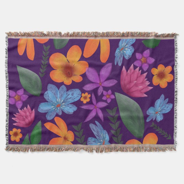 Helle Aquarell-Blumenmuster Botanik-Ästhetik Decke (Vorderseite)