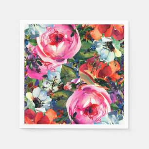 Helle Aquarell-Vintage-Moderne Blumen Blüten Serviette
