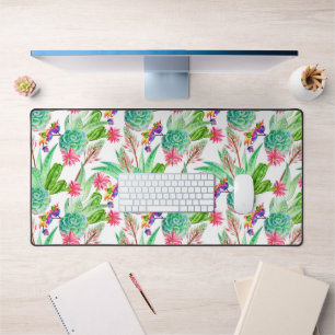 Helle Aquarellkaktus und sukkulentes Muster Schreibtischunterlage