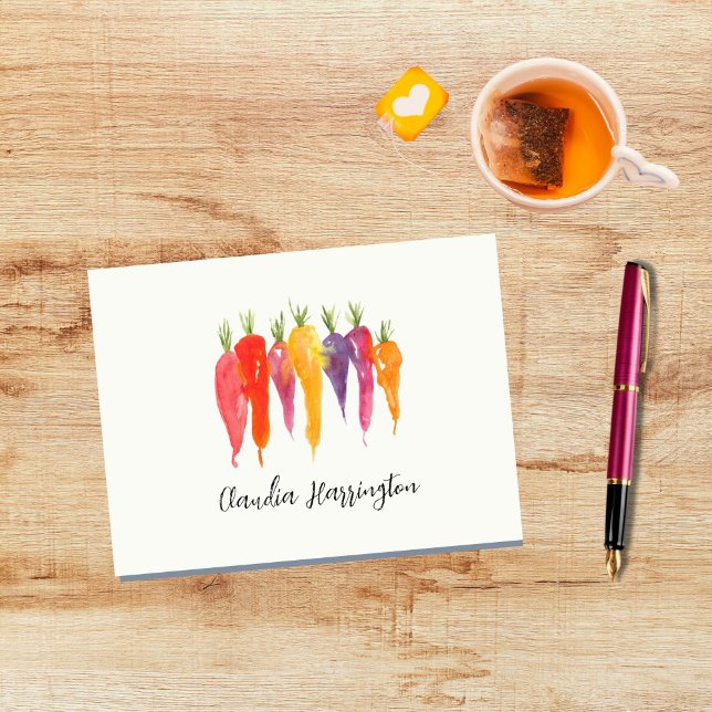 Helle Aquarellkarotten HandGezeichnet Botanisch (These cute rainbow carrots can make it a pleasure to catch up on your correspondence!)